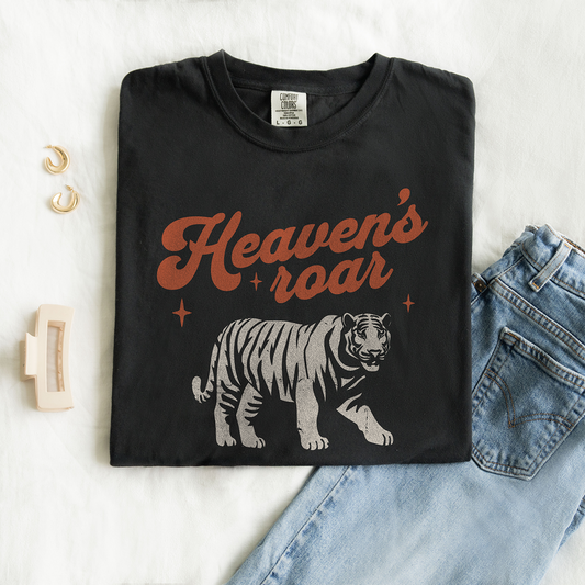 Heaven's Roar Tiger Christian Shirt | Retro Faith Graphic Tee
